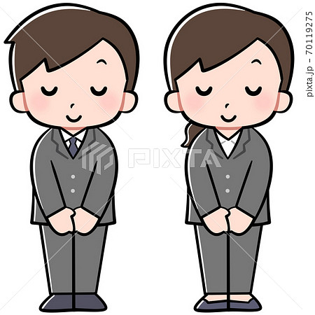 スーツでお辞儀をする子供たちのイラスト素材 スーツでお辞儀をする子供たちのイラスト素材