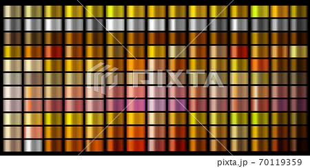 Vector Gradients collection. Gold, golden, gold rose, silver, bronze, copper, chrome colors gradient 70119359