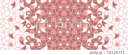 Arabesque coral color, orange color vector seamless pattern. Islamic geometric and lace texture. 70120751