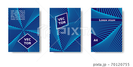 Minimal blue and neon cover design with color lines. Vector A4 catalog,magazine futuristic set. 70120755