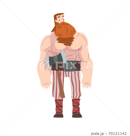 Viking Warrior, Red Bearded Scandinavian Mythology Character in Traditional Outfit Cartoon Style Vector Illustration Viking Warrior, Red Bearded Scandinavian Mythology Character in Traditional Outfit Cartoon Style Vector Illustration 70121142