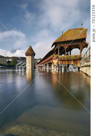 Chapel Bridge at sunny day 70123356