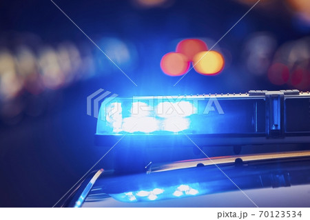 Siren light on roof of police car Siren light on roof of police car 70123534