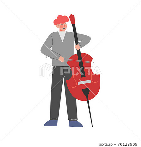 Man Musician Playing Flute Cello, Classical Music Performer Character with Musical Instrument Flat Style Vector Illustration Man Musician Playing Flute Cello, Classical Music Performer Character with Musical Instrument Flat Style Vector Illustration 70123909