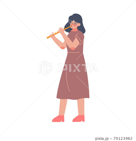 Woman Musician Playing Flute Classical Music のイラスト素材