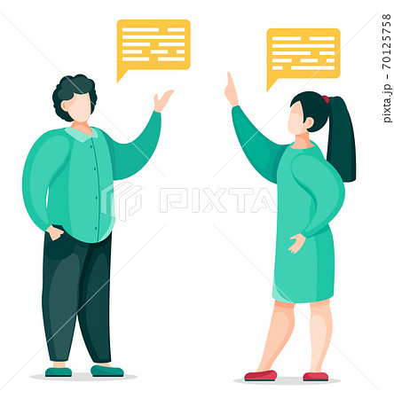 Man and woman talking, communicating with each other, speech, dialog bubble, conversation concept Man and woman talking, communicating with each other, speech, dialog bubble, conversation concept 70125758