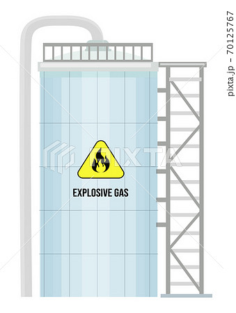 Gas cistern vector tank. Propane icon container. Oxygen gas cylindrical container fuel storage Gas cistern vector tank. Propane icon container. Oxygen gas cylindrical container fuel storage 70125767