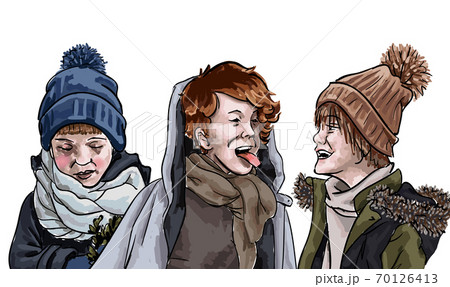 Group of Boys, Kids Friendship, Friends Outdoors 70126413