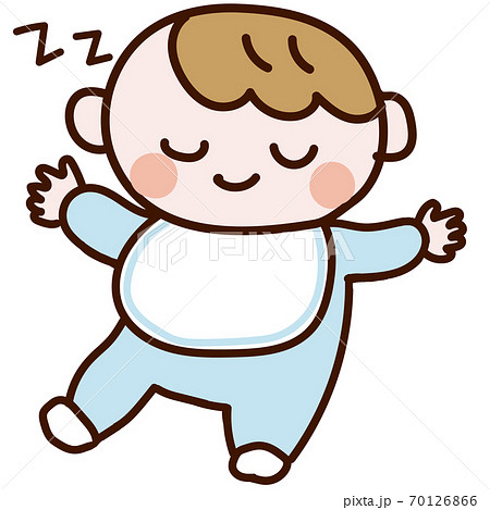 すやすや眠る赤ちゃん ブルーのイラスト素材