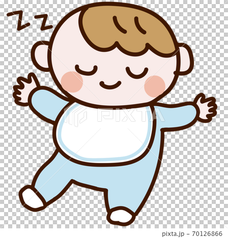 すやすや眠る赤ちゃん ブルーのイラスト素材