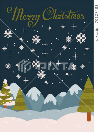 Merry christmas and happy new year postcard with winter landscape 70127483