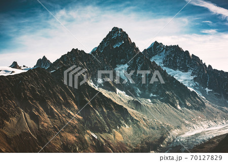 Incredible view of mountain peak in French Alps Incredible view of mountain peak in French Alps 70127829