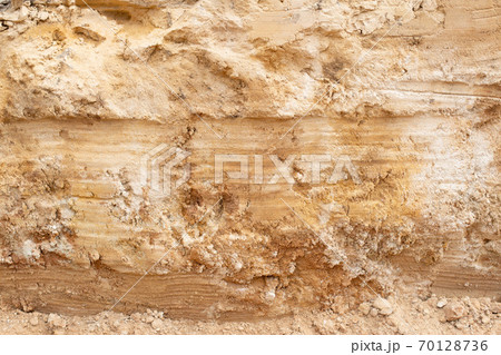 Layers of clay and orange sand soil, background, geological Layers of clay and orange sand soil, background, geological 70128736