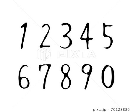手書きのおしゃれな数字のイラストのセット おしゃれ 番号 数 フォント カリグラフィー 筆記体のイラスト素材