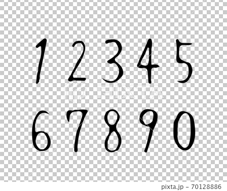 手書きのおしゃれな数字のイラストのセット おしゃれ 番号 数 フォント カリグラフィー 筆記体のイラスト素材