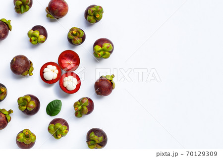 Mangosteen on white background. Mangosteen on white background. 70129309