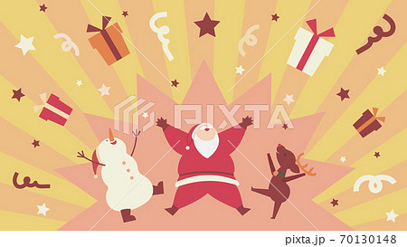サンタさんから飛び出すクリスマスプレゼントのイラスト素材 サンタさんから飛び出すクリスマスプレゼントのイラスト素材