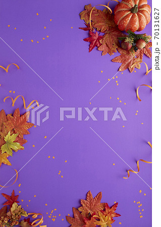 Autumn halloween decoration purple background Autumn halloween decoration purple background 70131627