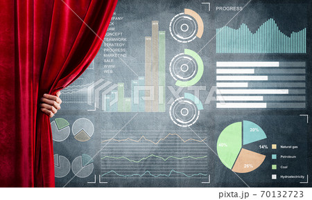 Business success strategy concept presented by infographs on concrete wall Business success strategy concept presented by infographs on concrete wall 70132723