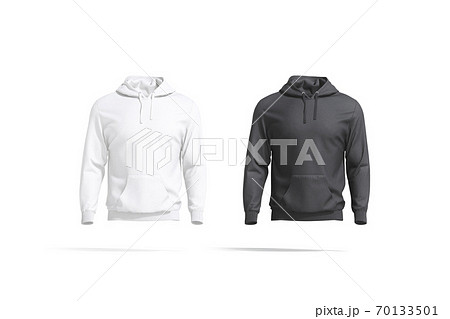 Blank black and white sport hoodie with hood mockup set 70133501