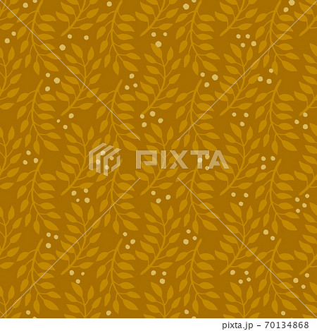 Seamless Floral Pattern. Fashion textile pattern with decorative branches on mustard background. Vector illustration Seamless Floral Pattern. Fashion textile pattern with decorative branches on mustard background. Vector illustration 70134868