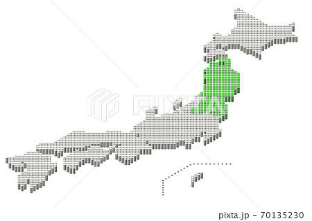 ドット日本地図3d 地方別セット 東北地方 のイラスト素材