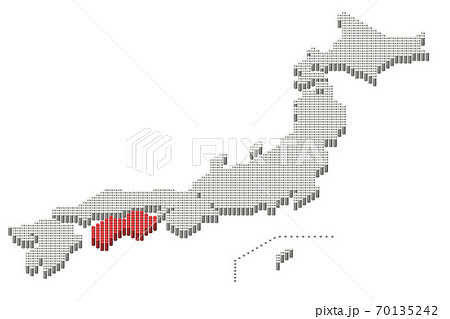 ドット日本地図3d 地方別セット 四国地方 のイラスト素材