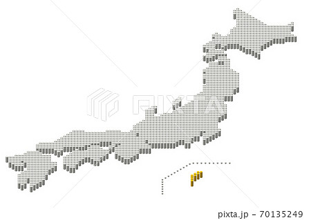 ドット日本地図3d 地方別セット 沖縄地方 のイラスト素材