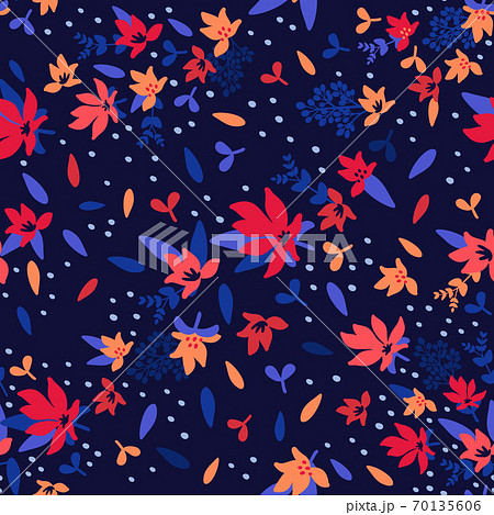 Seamless Floral Pattern. Fashion textile pattern with decorative leaves, flowers and branches. Vector illustration. Seamless Floral Pattern. Fashion textile pattern with decorative leaves, flowers and branches. Vector illustration. 70135606