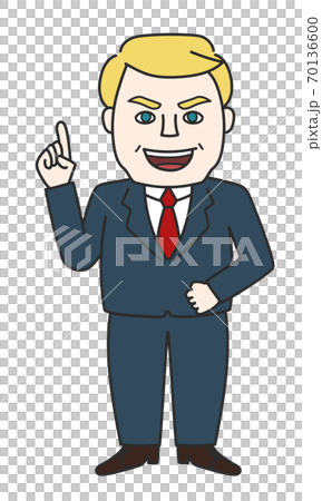 Blonde man raising his index finger 70136600