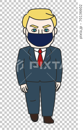 Blonde man walking with a mask 70136602