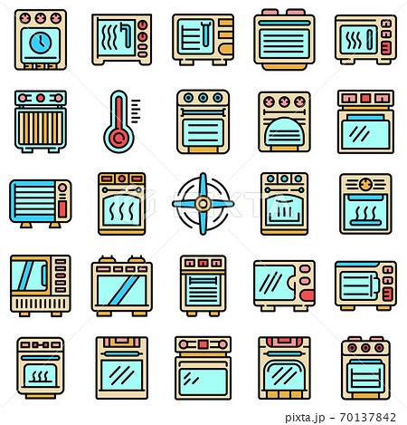 Convection oven icons set vector flat 70137842