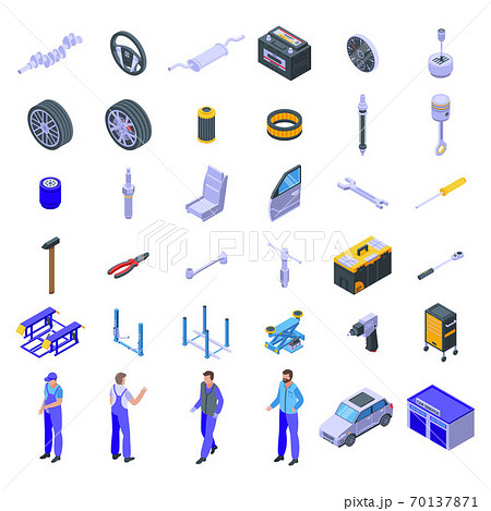 Car mechanic icons set, isometric style 70137871