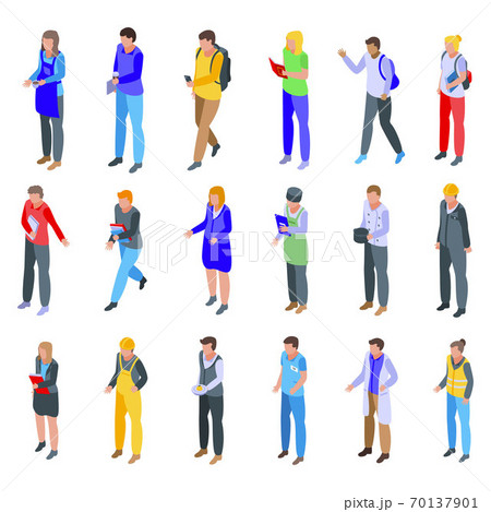 Job students icons set, isometric style 70137901