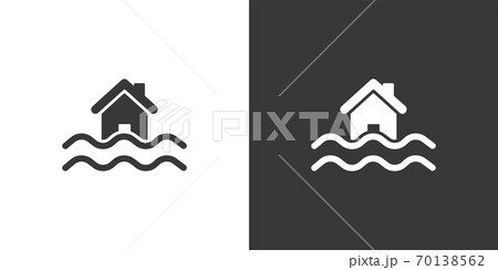Flood. Isolated icon on black and white background. Weather vector illustration 70138562