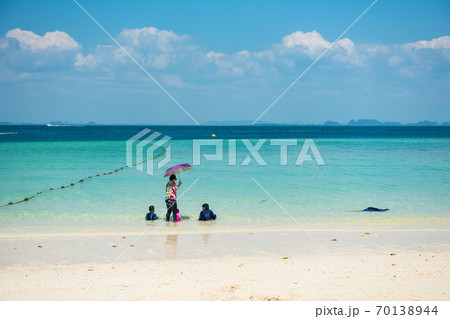 Family relax on beach at Poda islandin summer, Krabi Family relax on beach at Poda islandin summer, Krabi 70138944