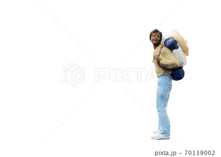 Miniature Backpacker , Tourist people isolated on white background Miniature Backpacker , Tourist people isolated on white background 70139002