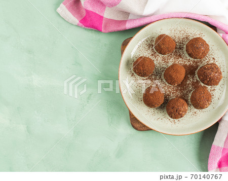 Protein energy balls with cocoa and seeds 70140767