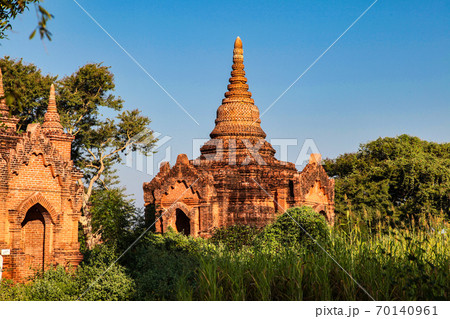 Pagodas and temples of Bagan in Myanmar, formerly Burma, a world heritage site. 70140961