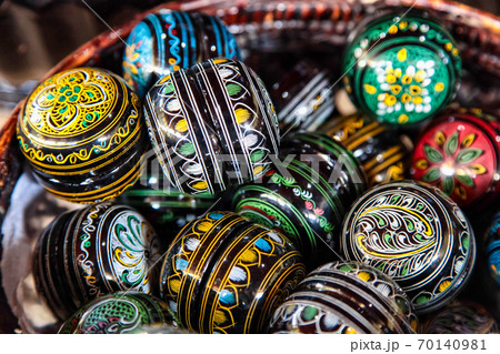 Traditional lacquer ware on sale at the factory shop in Myanmar Traditional lacquer ware on sale at the factory shop in Myanmar 70140981