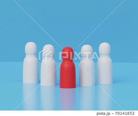 Concept leader of the business team. Crowd of white men goes for the leader of the red color Concept leader of the business team. Crowd of white men goes for the leader of the red color 70141652
