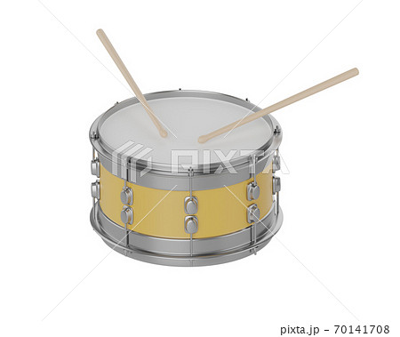 Yellow Snare Drum And Drumsticks On White のイラスト素材
