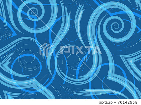 Stock Seamless vector pattern of turquoise flowing lines and spirals on a sea background.Waves and swirl texture for wrapping or decorating fabrics. 70142958