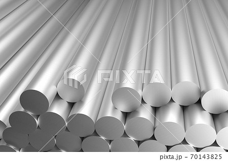 aluminum billets raw sticks, 3d rendering aluminum billets raw sticks, 3d rendering 70143825