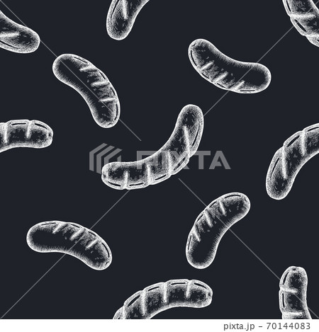 Seamless pattern with hand drawn chalk sausages Seamless pattern with hand drawn chalk sausages 70144083