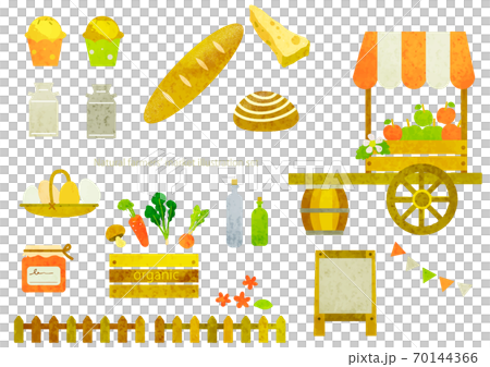 European-style natural market material set hand-painted watercolor texture 70144366