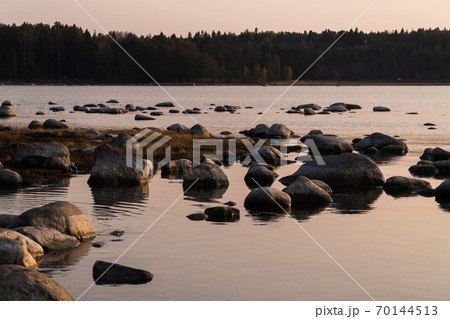 Russia. Leningrad region. Picturesque view of the Bay near the Cape Gray horse in the Lomonosov district. 70144513