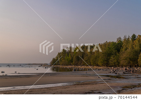 Russia. Leningrad region. Lomonosov district. Scenic view of Cape Grey horse and the Bay next to the Cape. Russia. Leningrad region. Lomonosov district. Scenic view of Cape Grey horse and the Bay next to the Cape. 70144544