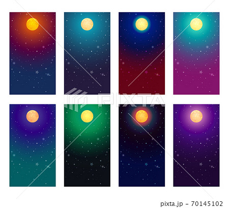 月光 星空の壁紙 スマホ向け8種のイラスト素材