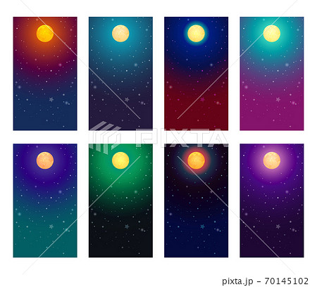 月光 星空の壁紙 スマホ向け8種のイラスト素材 70145102 Pixta